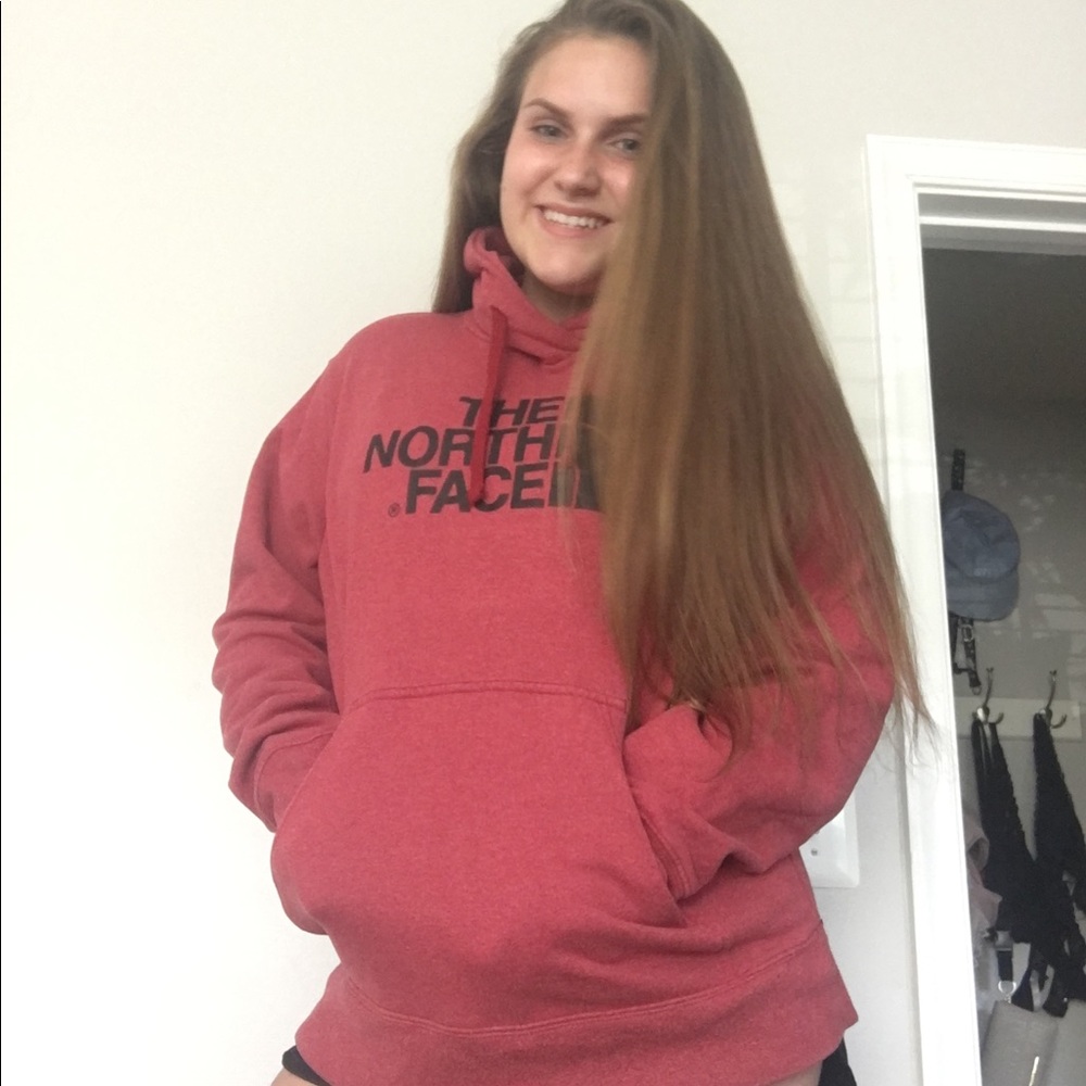 a north face red hoodie